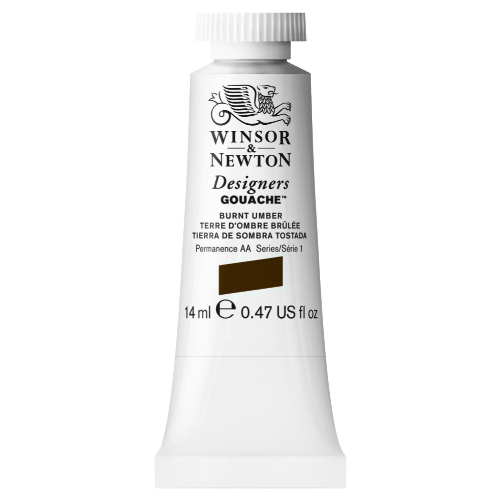 Gouache paint in tube - Winsor & Newton - Burnt Umber, 14 ml