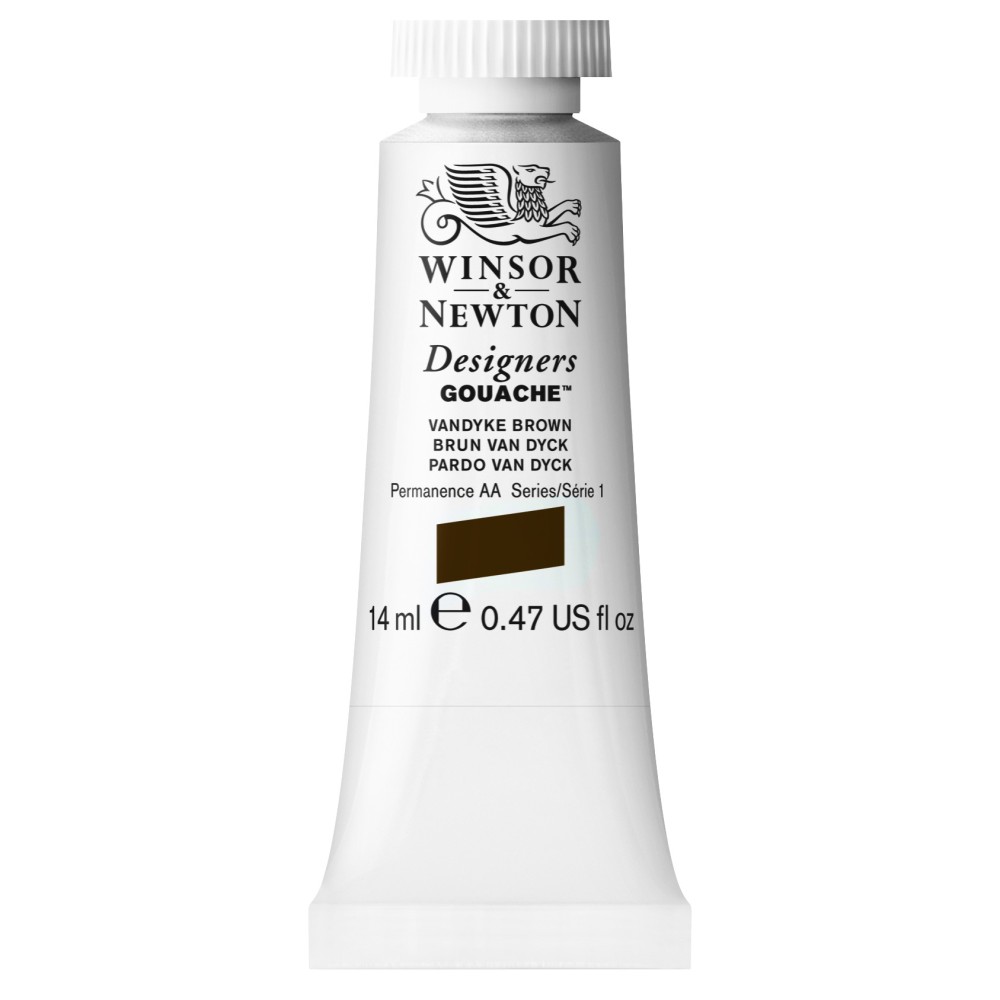 Gouache paint in tube - Winsor & Newton - Vandyke Brown, 14 ml