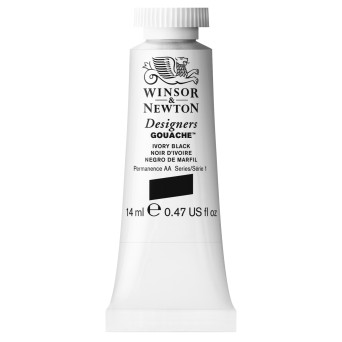 Farba gwasz Designers Gouache - Winsor & Newton - Ivory Black, 14 ml
