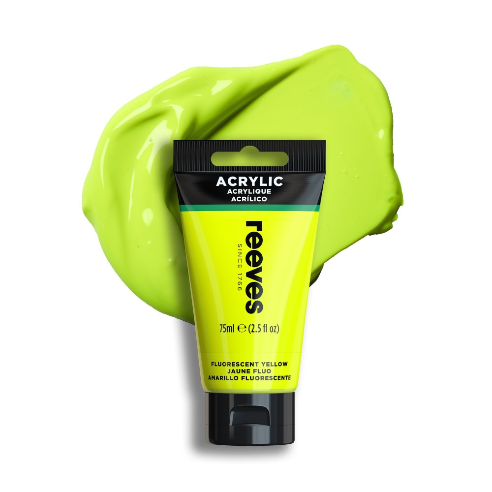 Farba akrylowa - Reeves - Fluorescent Yellow, 75 ml