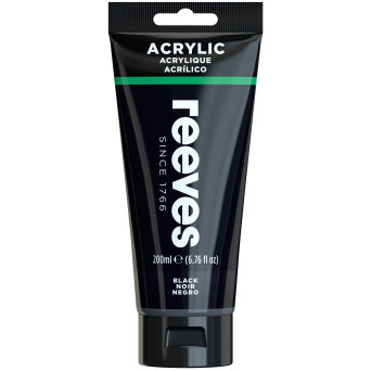 Farba akrylowa - Reeves - Black, 200 ml