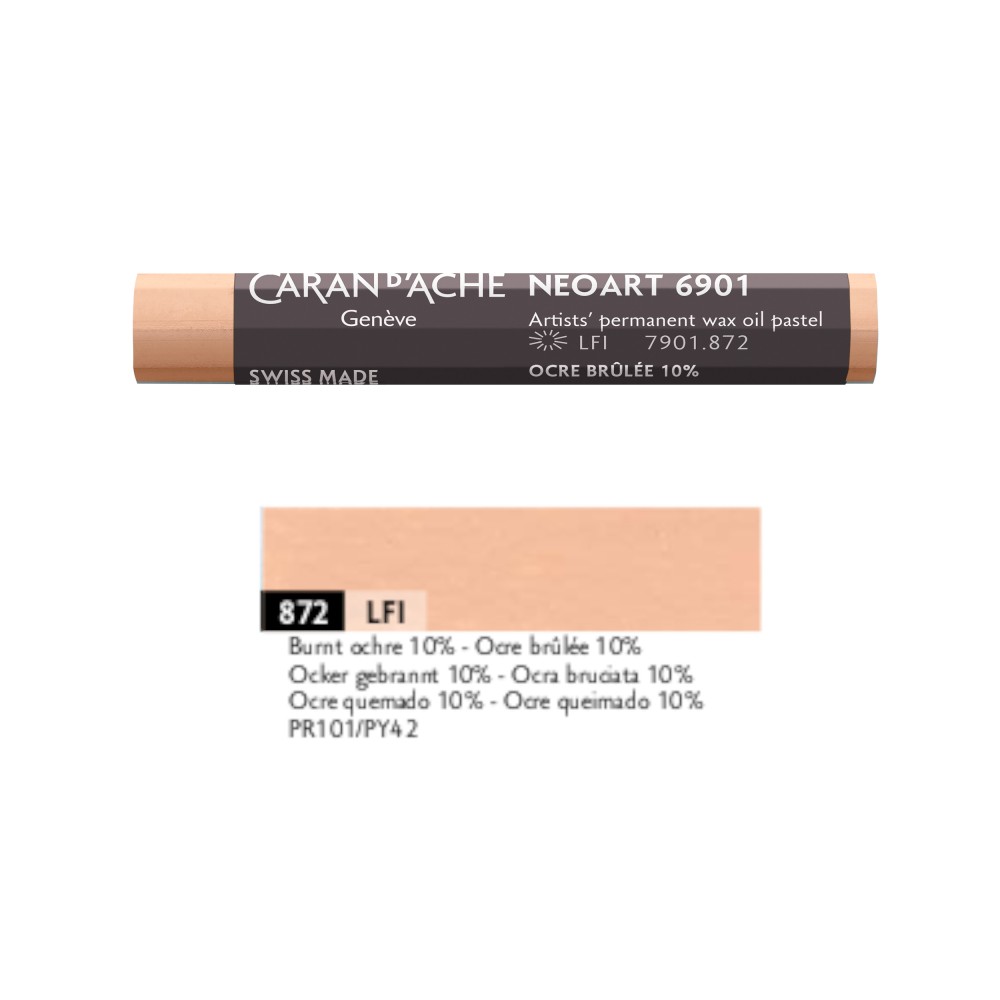 Neoart 6901 artist's wax oil pastel - Caran d'Ache - 872, Burnt Ochre 10