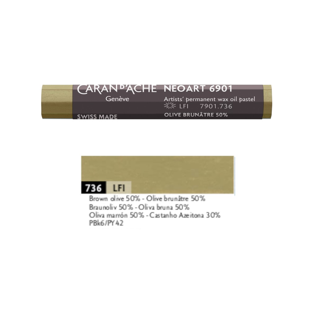 Neoart 6901 artist's wax oil pastel - Caran d'Ache - 736, Brown Olive 50