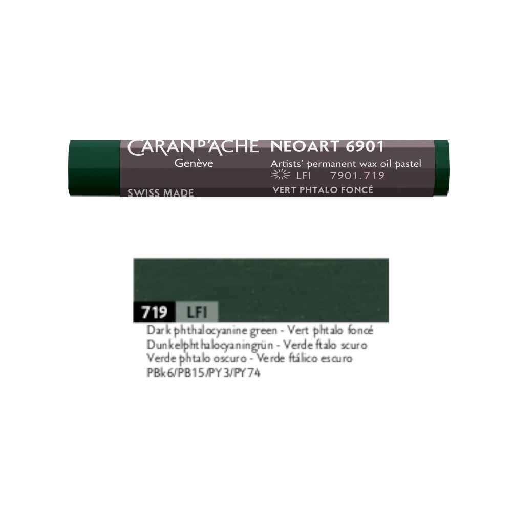 Neoart 6901 artist's wax oil pastel - Caran d'Ache - 719, Phthalo Green