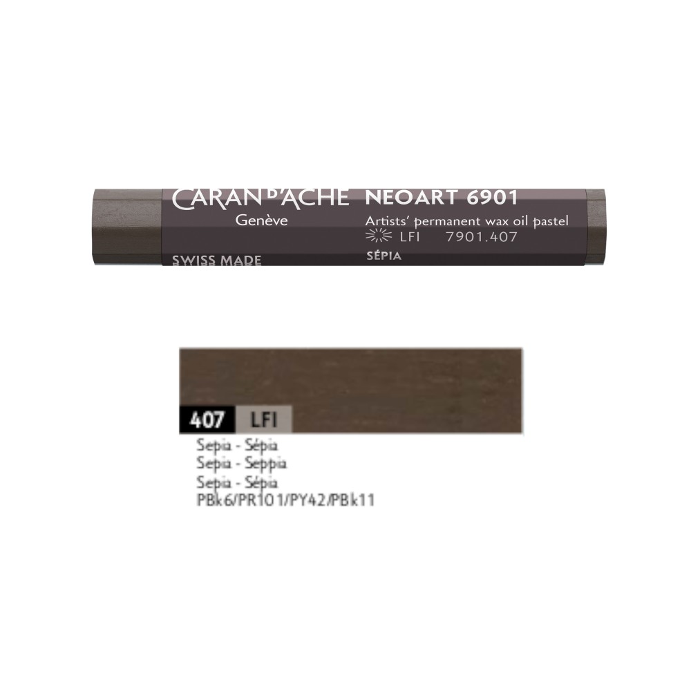 Neoart 6901 artist's wax oil pastel - Caran d'Ache - 407, Sepia
