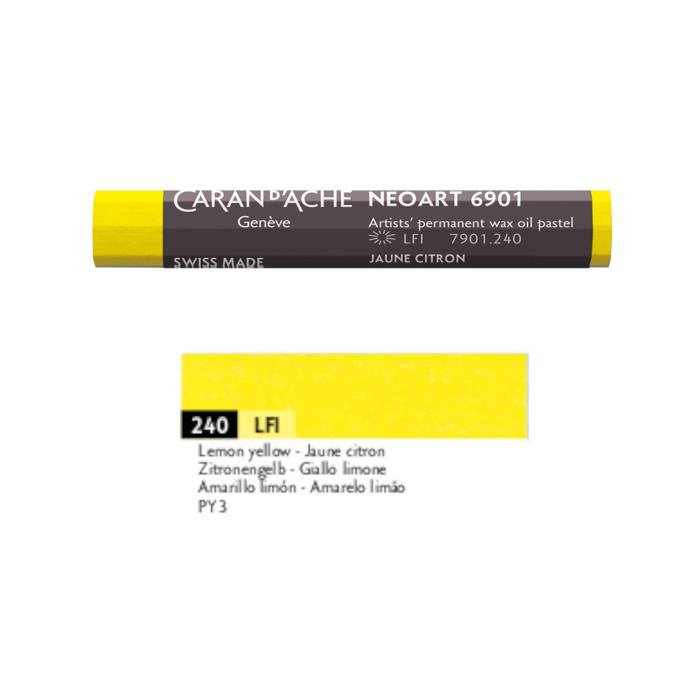 Neoart 6901 artist's wax oil pastel - Caran d'Ache - 240, Lemon Yellow