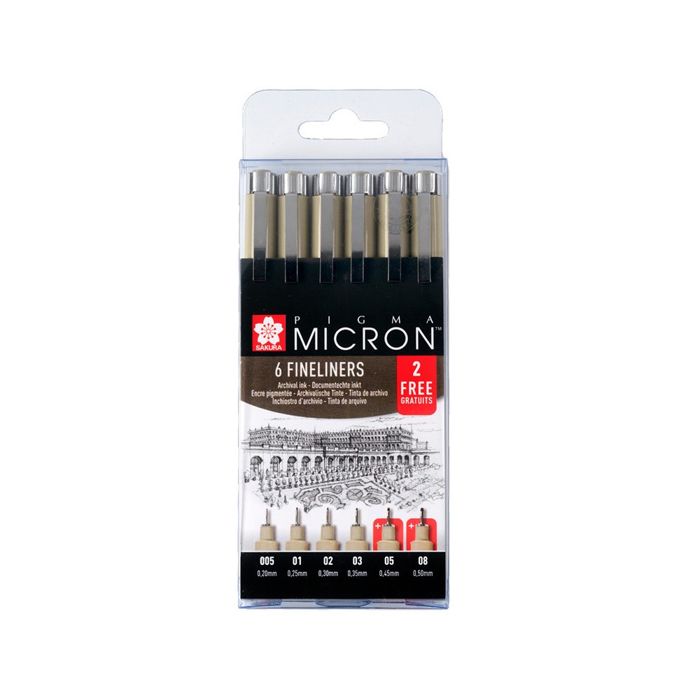 Zestaw cienkopisów Pigma Micron - Sakura - 6 szt.