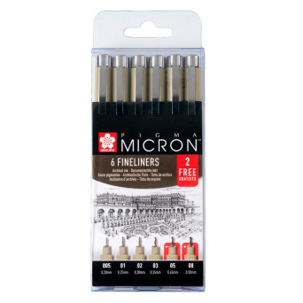 Set of Pigma Micron Fineliners - Sakura - 6 pcs.