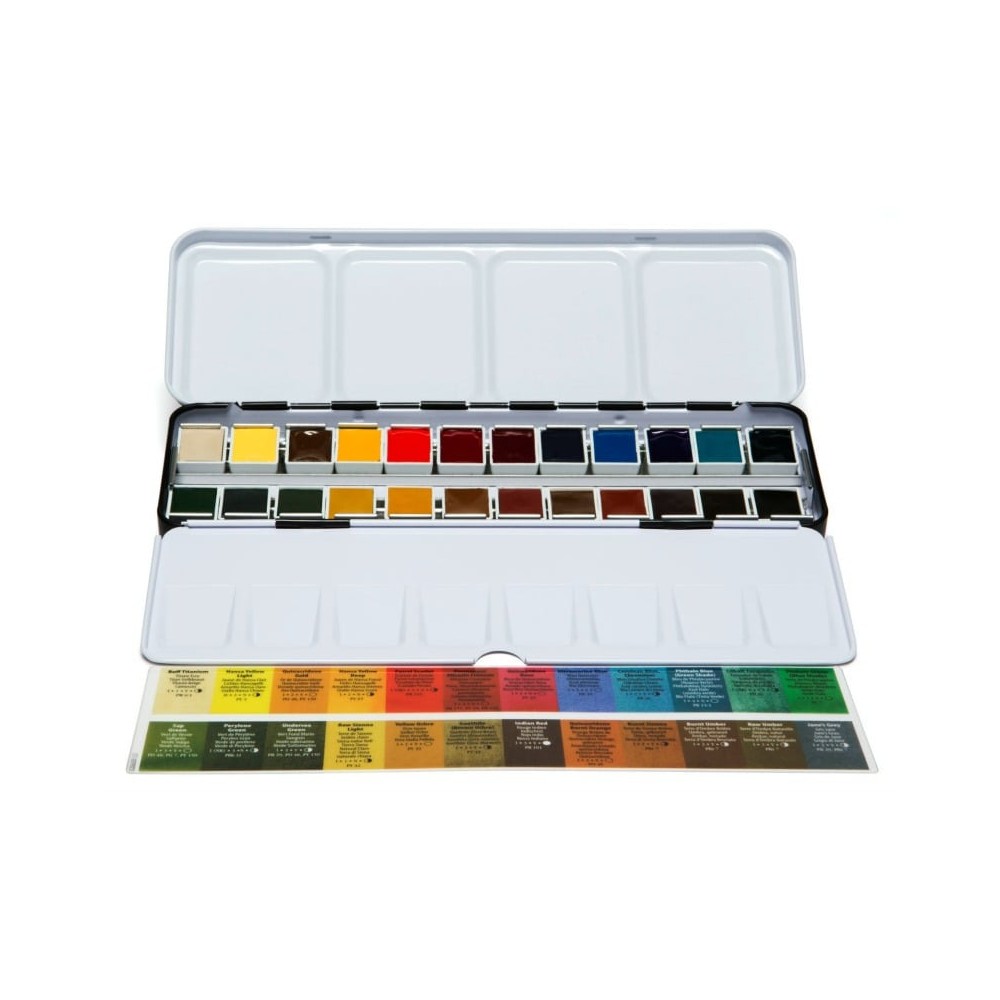 Set of Extra Fine Watercolor half pans paints + Bonus - Daniel Smith - 24 pcs.