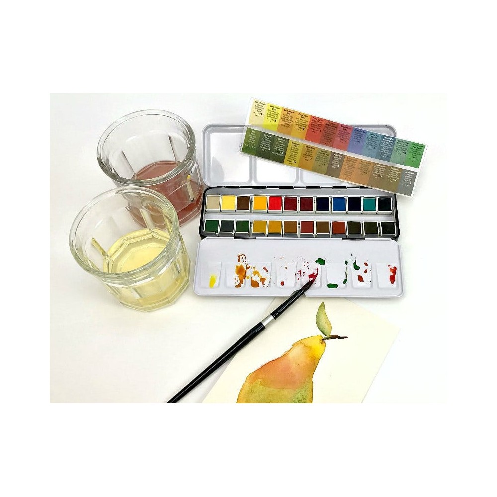 Set of Extra Fine Watercolor half pans paints + Bonus - Daniel Smith - 24 pcs.