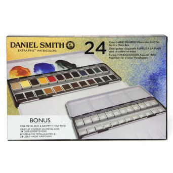 Set of Extra Fine Watercolor half pans paints + Bonus - Daniel Smith - 24 pcs.