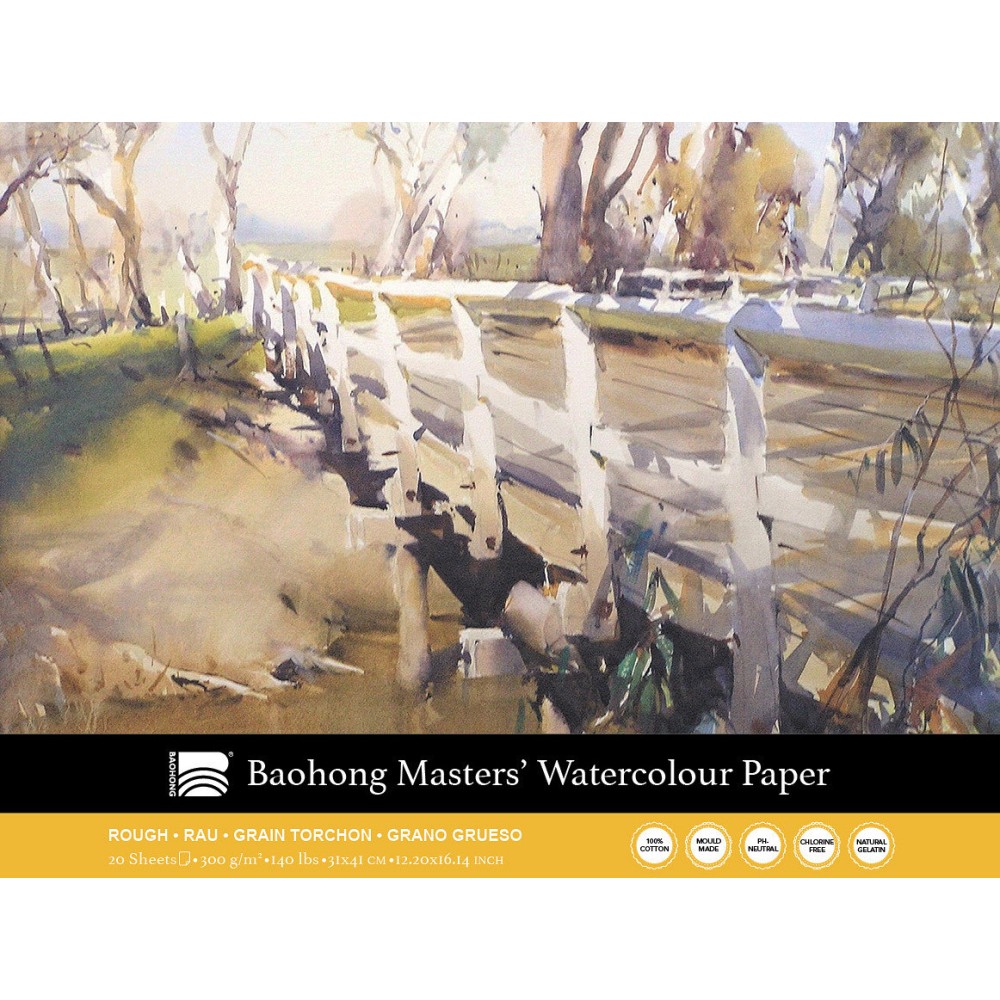 Blok do akwareli Master's 31 x 41 cm - Baohong - rough, 300 g, 20 ark.