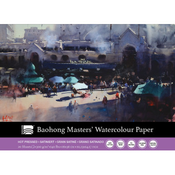 Blok do akwareli Master's 26 x 36 cm - Baohong - hot pressed, 300 g, 20 ark.