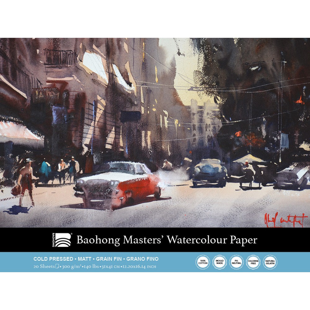 Master's watercolour paper pad 31 x 41 cm - Clairefontaine - cold pressed, 300 g, 20 sheets