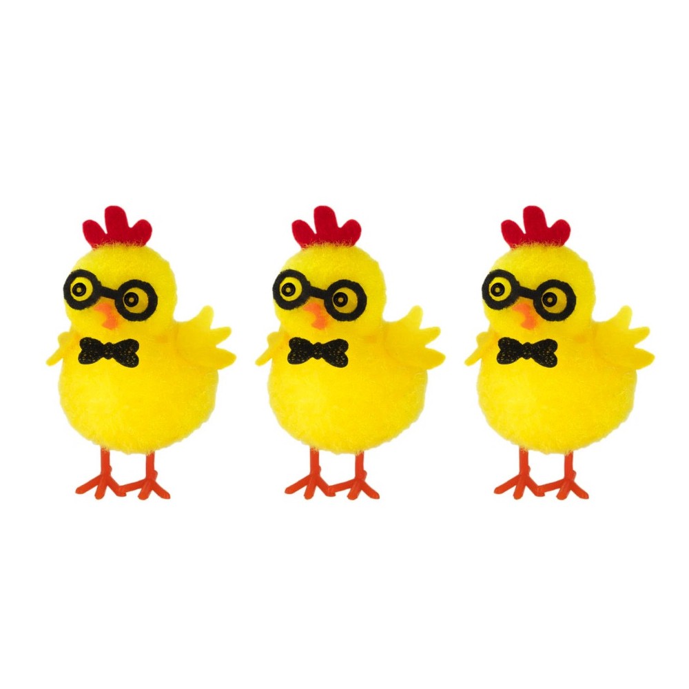 Easter chicks with glasses - 5,5 cm, 3 pcs.