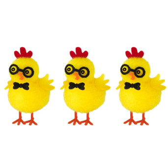 Easter chicks with glasses - 5,5 cm, 3 pcs.