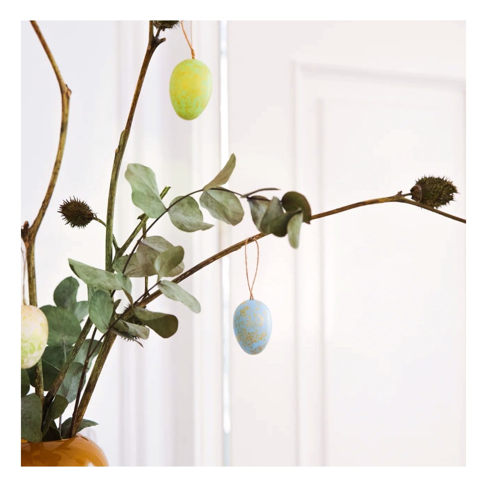 Plastic eggs pendants - pastel, 4 x 6 cm, 6 pcs.