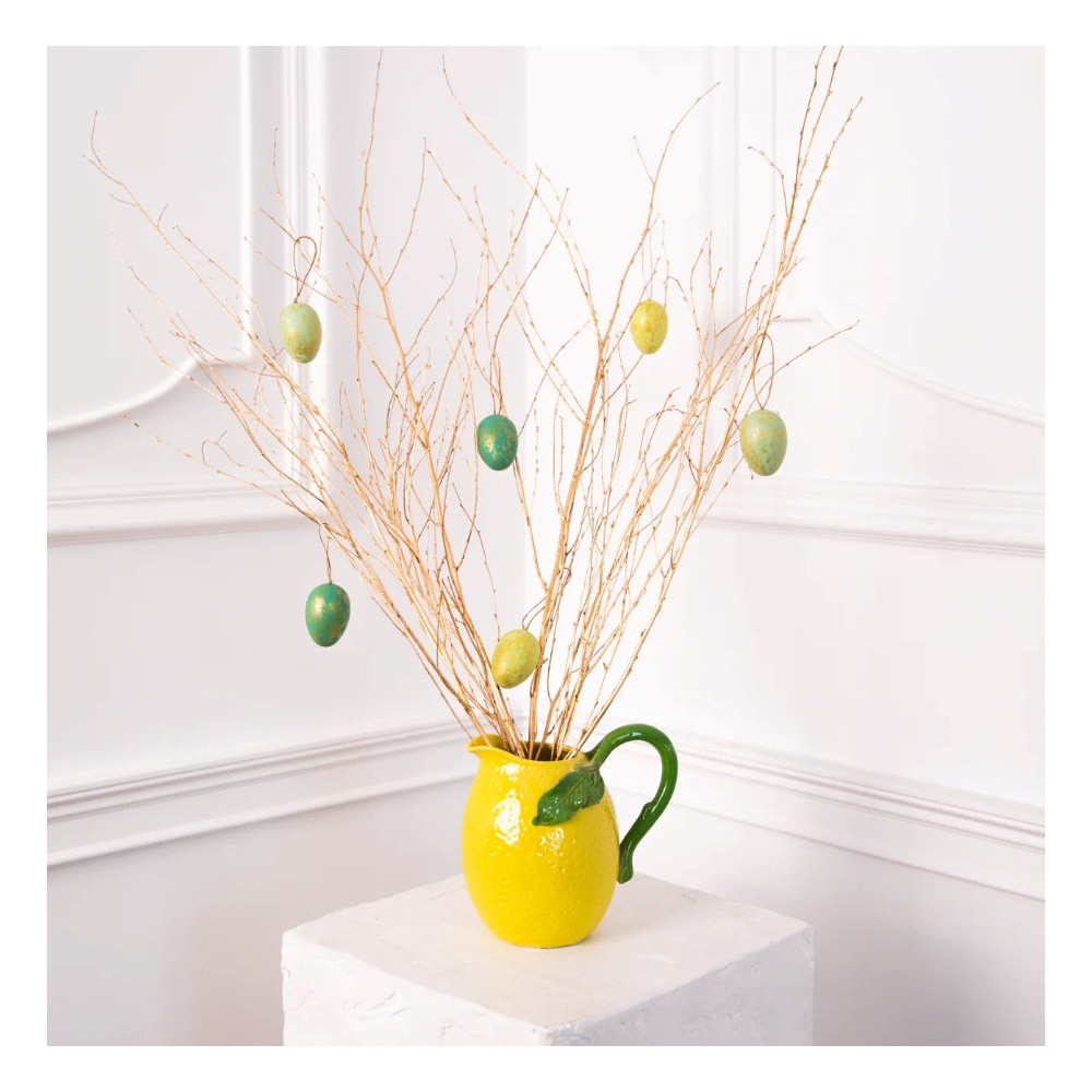 Plastic eggs pendants - green, 4 x 6 cm, 6 pcs.