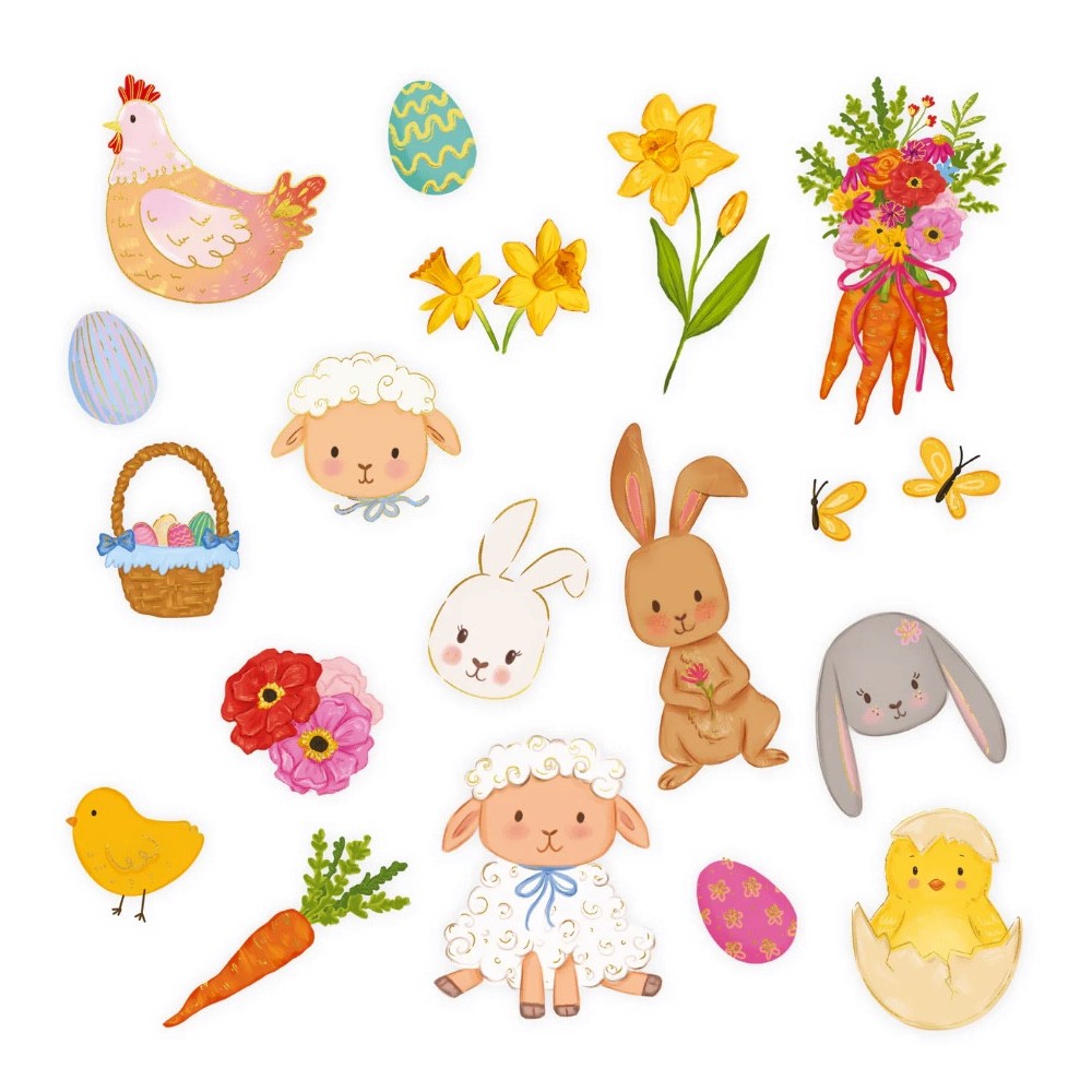 Easter temporary tattoos for kids - 19 pcs.