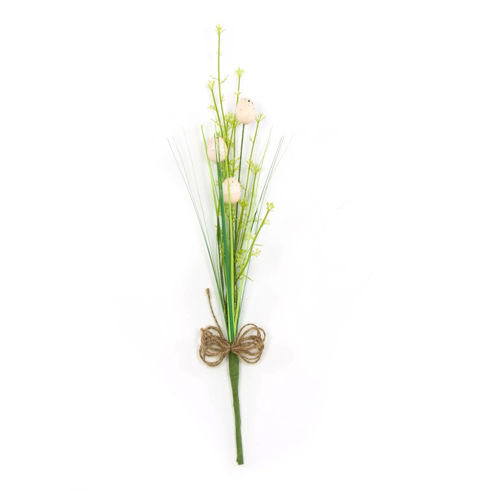 Gałązka wielkanocna trawa z jajkami - naturalna, 40 cm