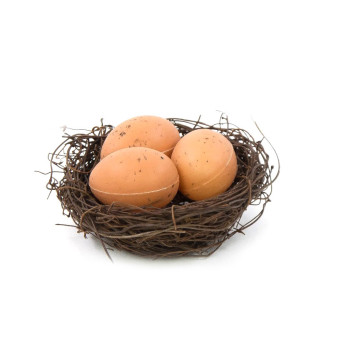 Easter nests with eggs - natural, 5 cm, 6 pcs.
