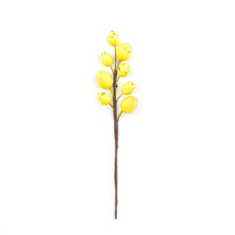 Gałązka wielkanocna z jajkami - żółta, 15 cm