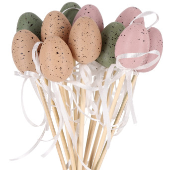Easter speckled eggs on a stick - 4 cm, 12 pcs.