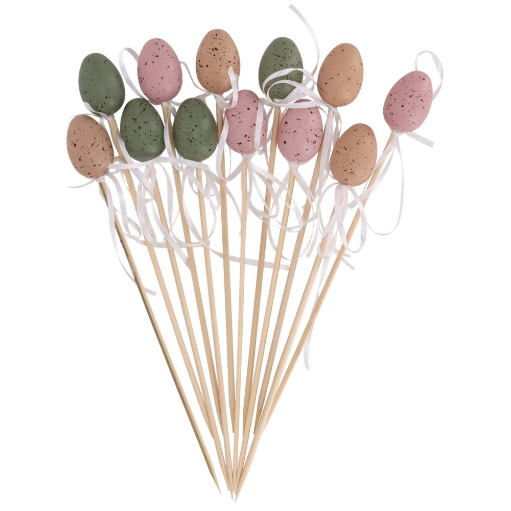 Easter speckled eggs on a stick - 4 cm, 12 pcs.