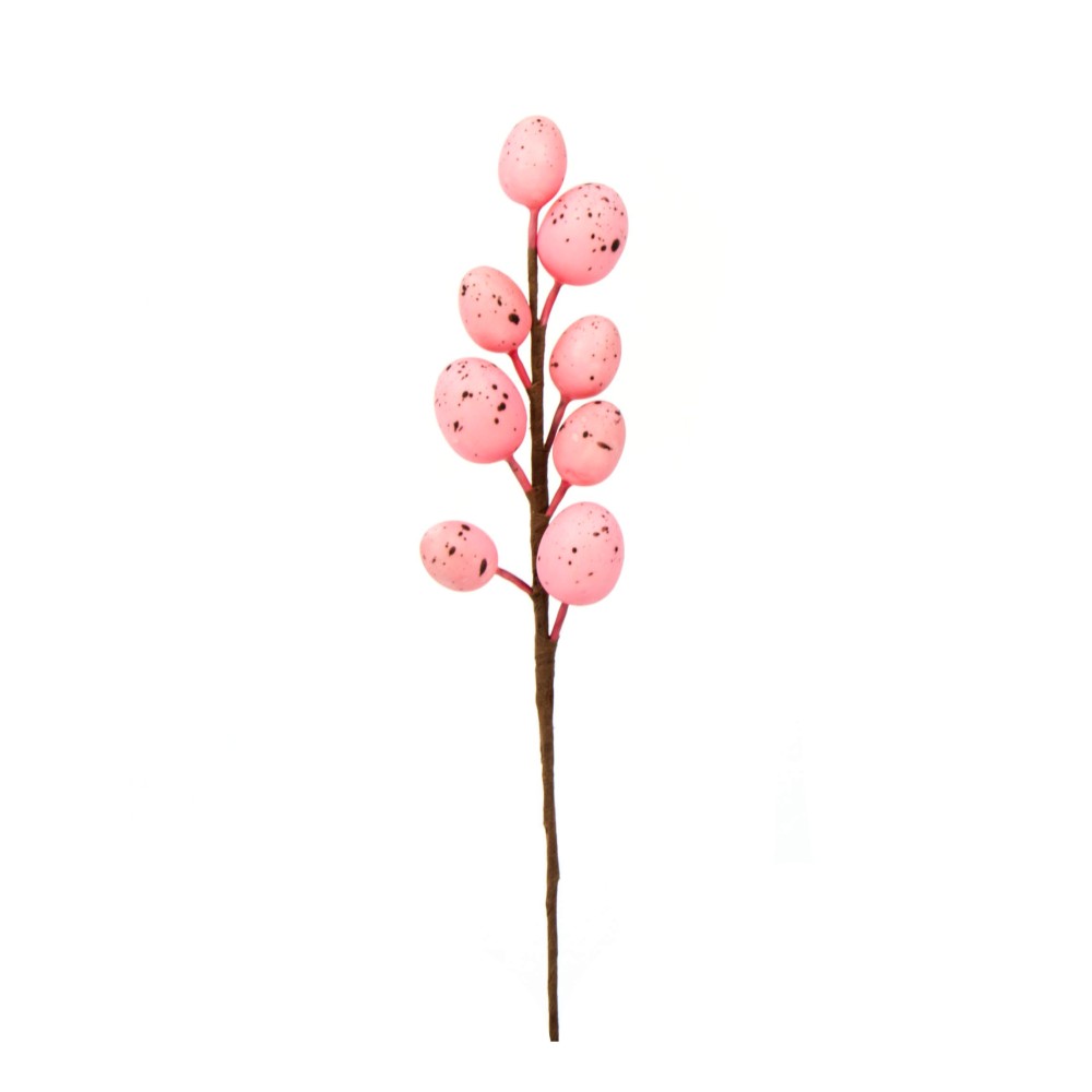 Gałązka wielkanocna z jajkami - różowa, 15 cm
