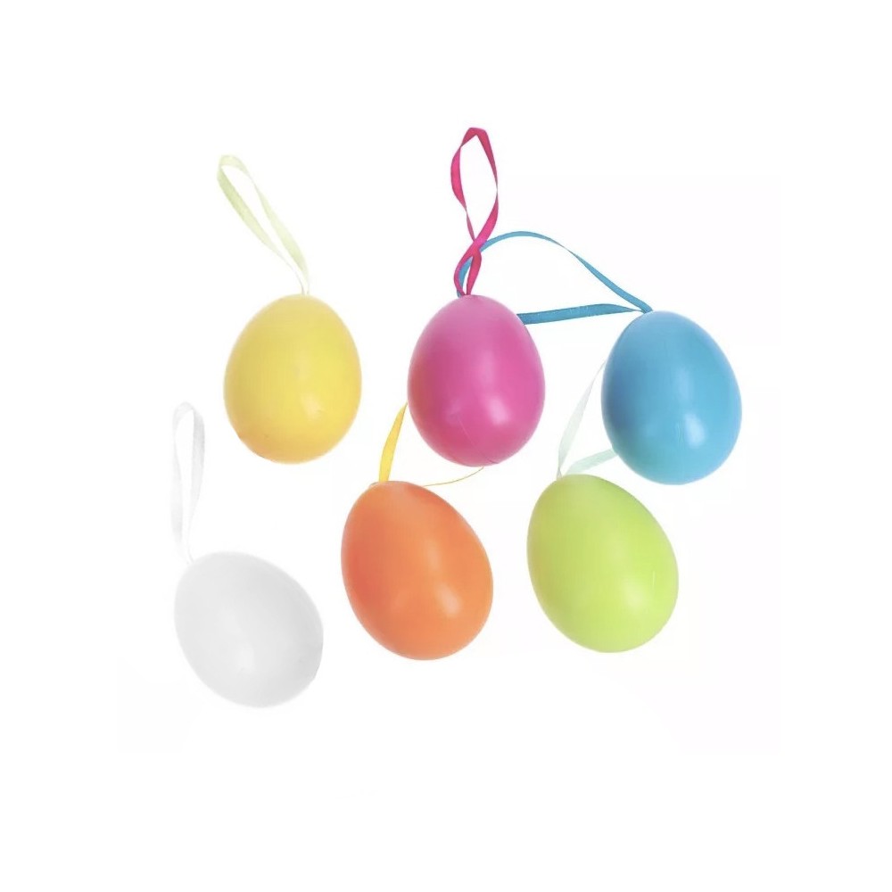 Plastic Easter eggs pendants - multicolor, 4 cm, 12 pcs.