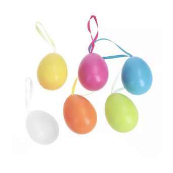 Plastic Easter eggs pendants - multicolor, 4 cm, 12 pcs.