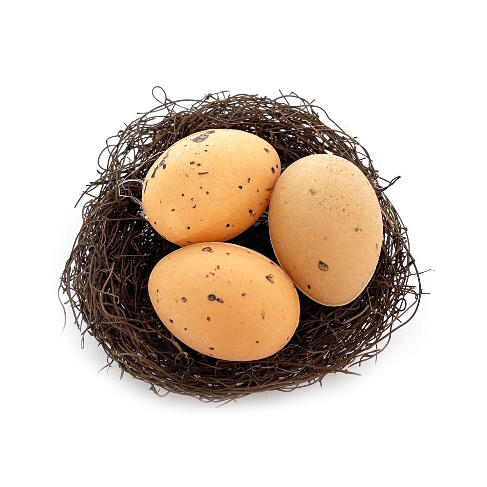 Easter nest with eggs - natural, 9 cm