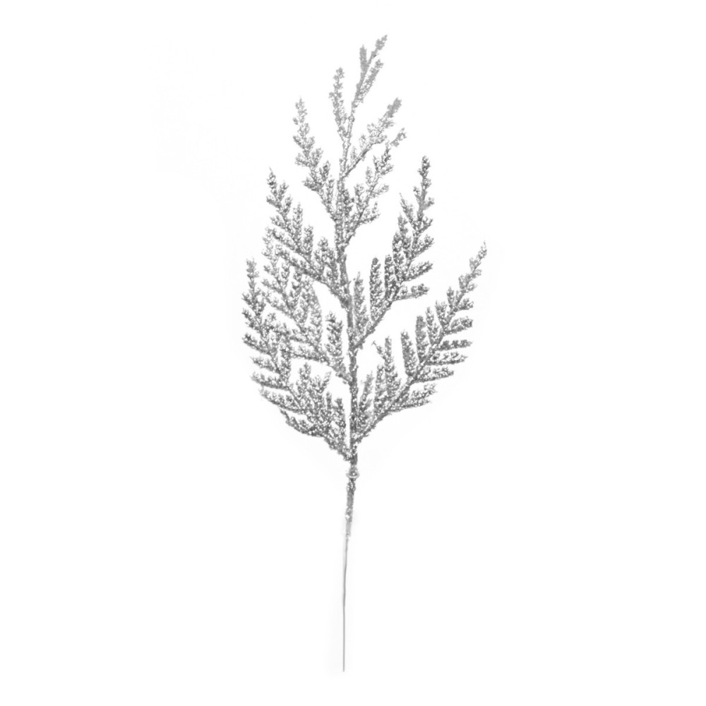 Christmas Cedar branch - silver, 23 cm