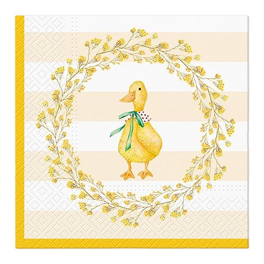 Decorative napkins - Paw - Duck with Wreath, 20 pcs.