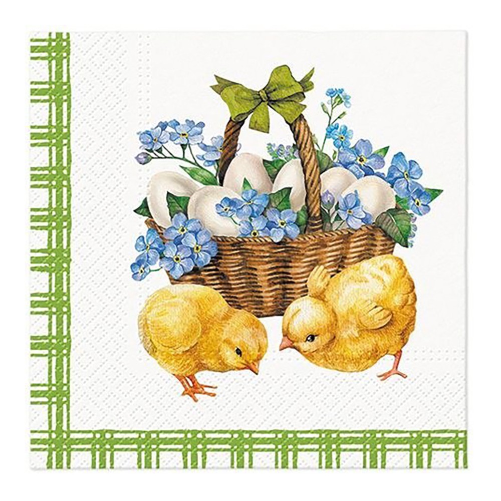 Decorative napkins - Paw - Chicks with Basket, 20 pcs.