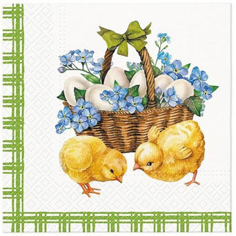 Decorative napkins - Paw - Chicks with Basket, 20 pcs.