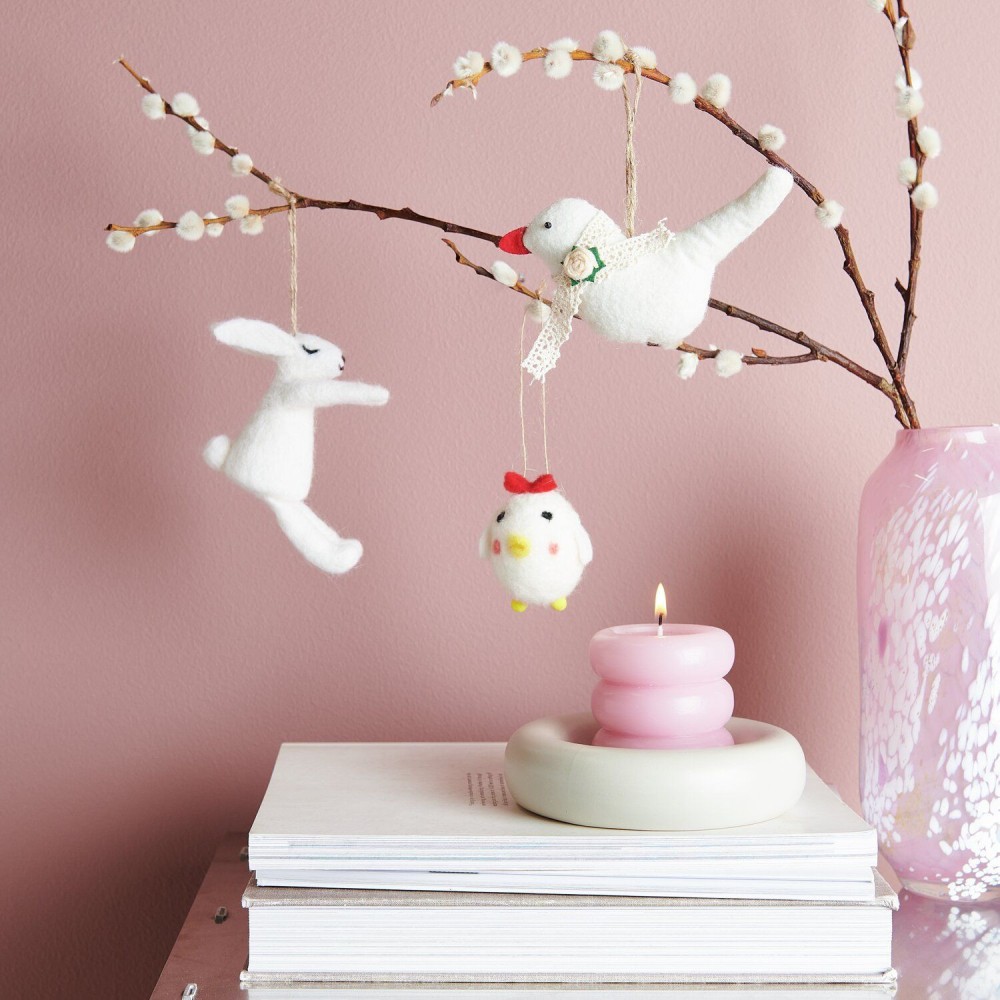 Pendant Bird with rose - 8,5 x 13 x 4 cm