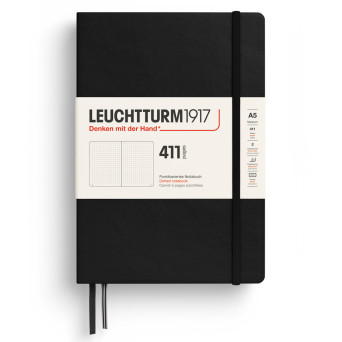 Notatnik 411 w kropki A5 - Leuchtturm1917 - Black, twarda okładka