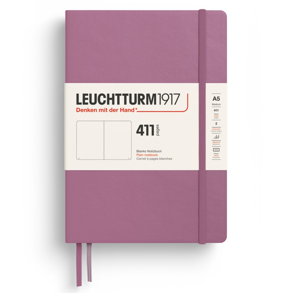 Notatnik 411 gładki A5 - Leuchtturm1917 - Dusty Rose, twarda okładka