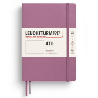 Plain Notebook 411 A5 - Leuchtturm1917 - Dusty Rose, hardcover, 80g/m2