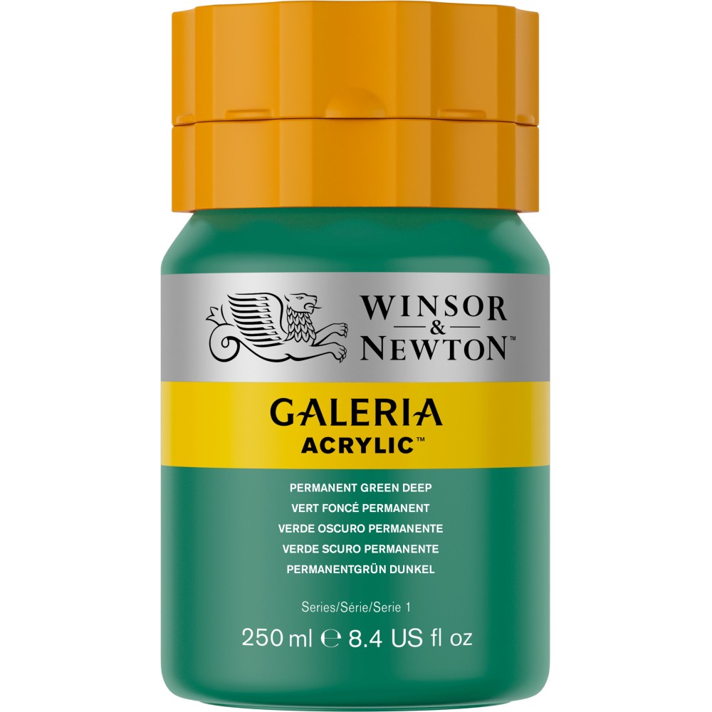 Farba akrylowa Galeria - Winsor & Newton - 482, Permanent Green Deep, 250 ml