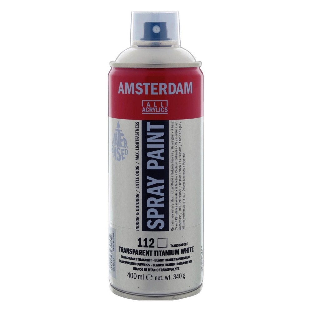 Farba akrylowa w sprayu - Amsterdam - 112, Transparent Titanium White, 400 ml