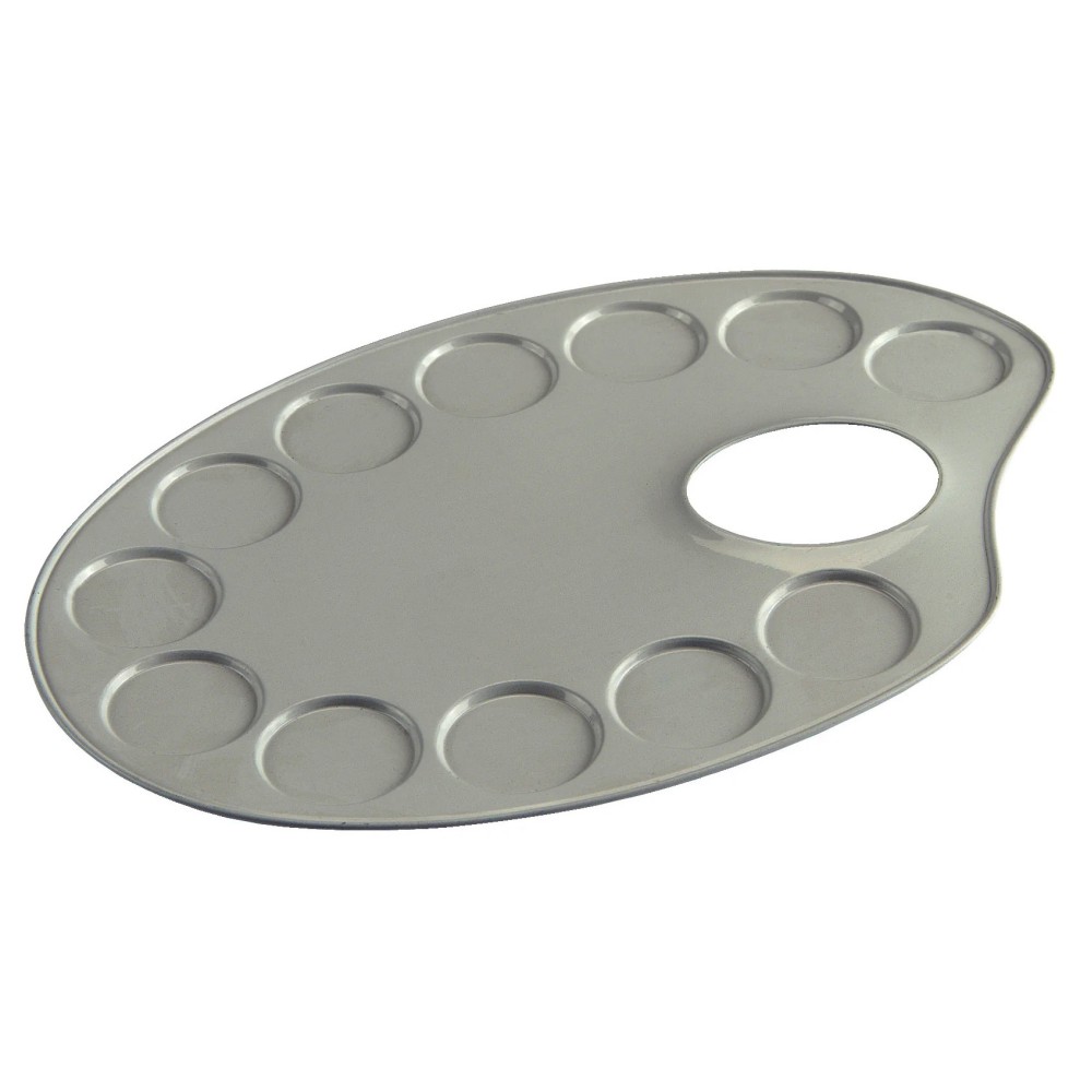 Metal painting palette - Talens - round, 12,6 x 18,5 cm