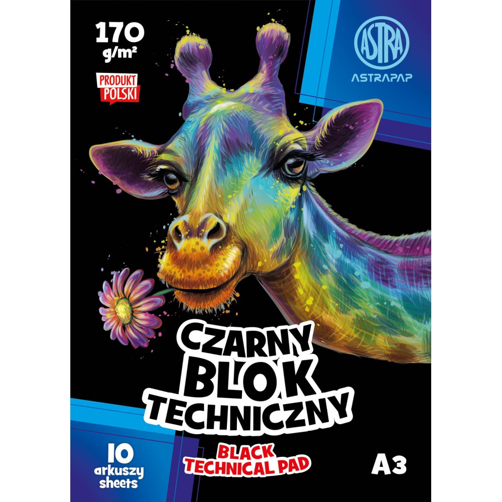 Blok techniczny A3 - Astra - czarny, 170 g, 10 ark.