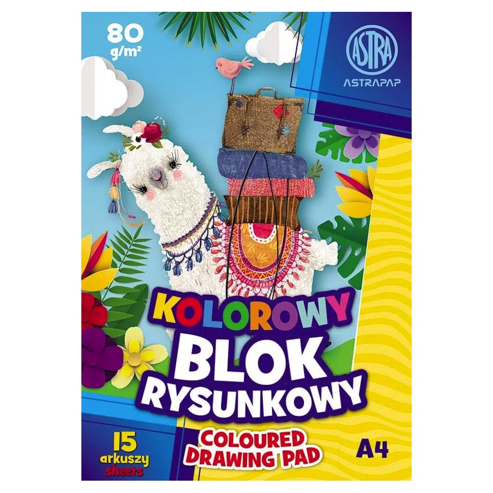 Blok rysunkowy A4 - Astra - kolorowy, 80 g, 15 ark.