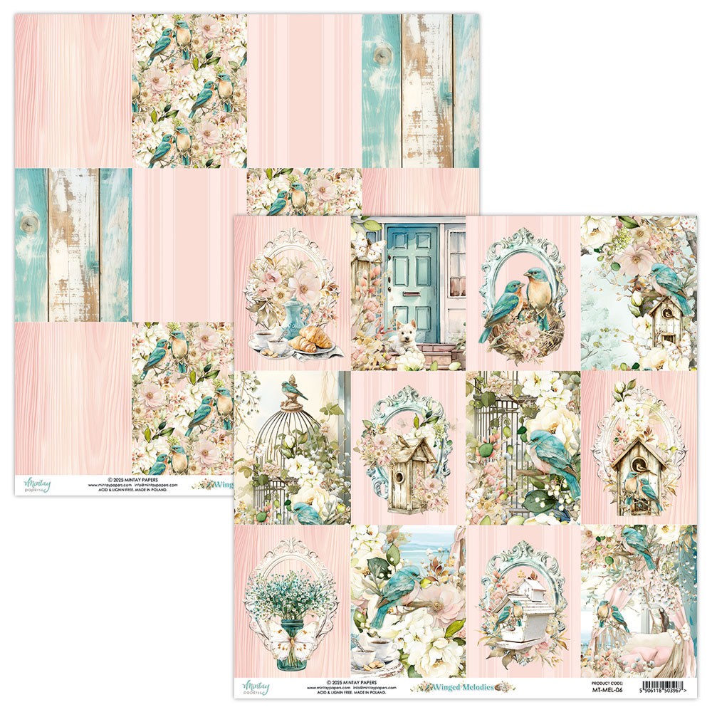 Scrapbooking paper 30,5 x 30,5 cm - Mintay - Winged Melodies 06