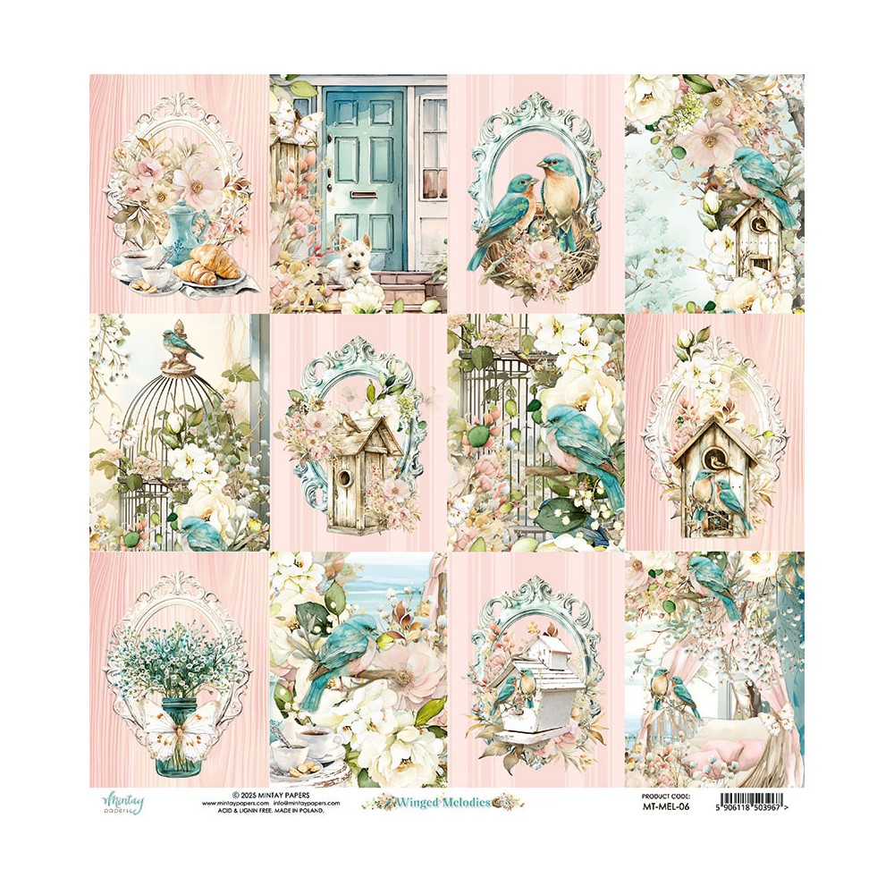 Scrapbooking paper 30,5 x 30,5 cm - Mintay - Winged Melodies 06