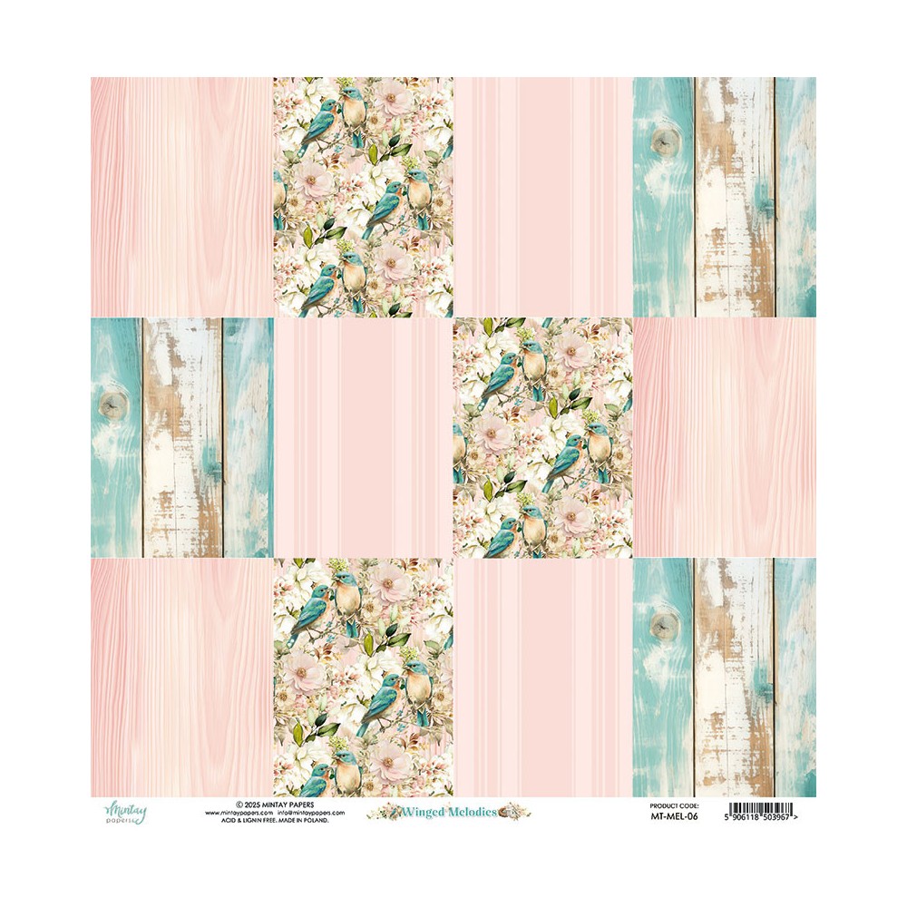 Papier do scrapbookingu 30,5 x 30,5 cm - Mintay - Winged Melodies 06