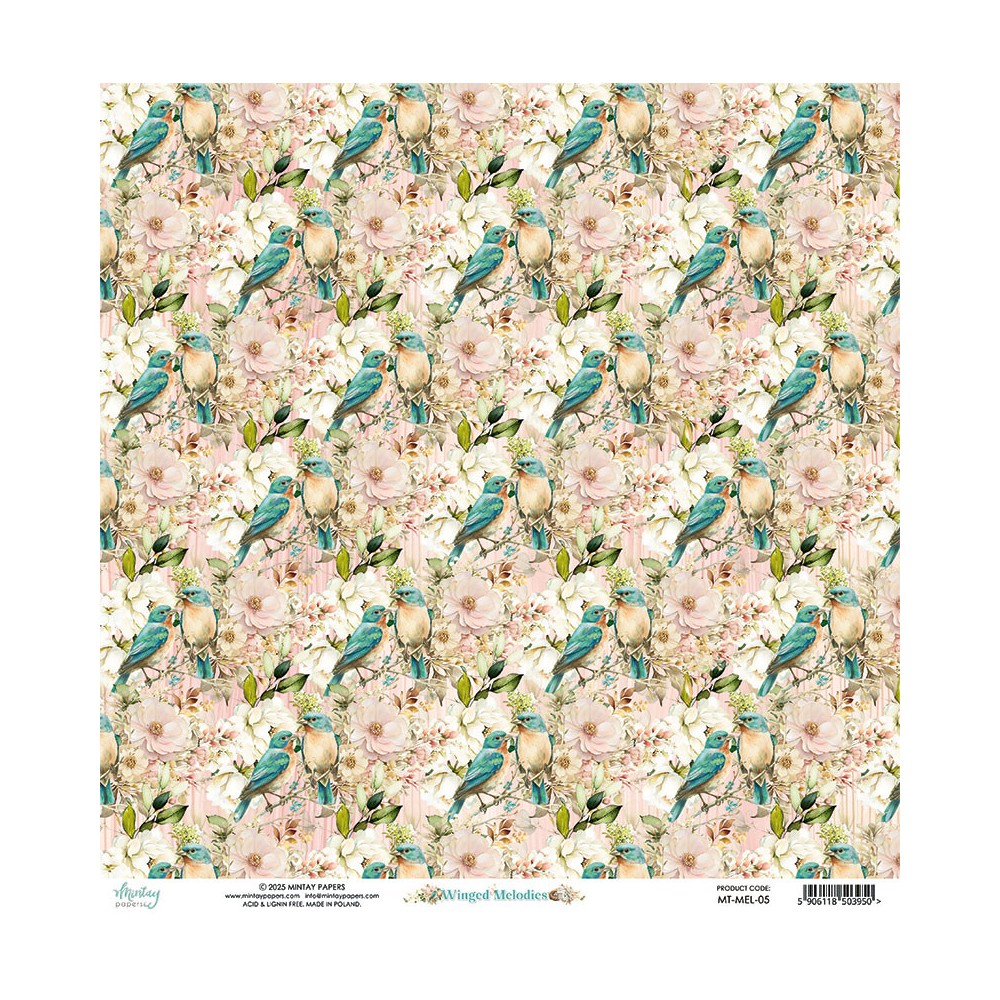 Scrapbooking paper 30,5 x 30,5 cm - Mintay - Winged Melodies 05
