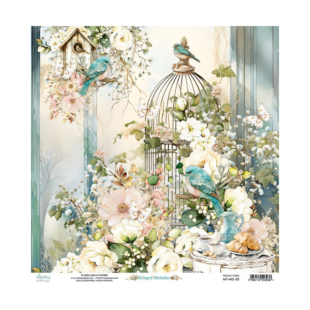 Papier do scrapbookingu 30,5 x 30,5 cm - Mintay - Winged Melodies 03